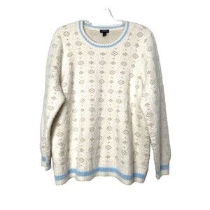 Torrid Sweater Plus Size 1 Beige Super Soft Plush Women's Diamon Print